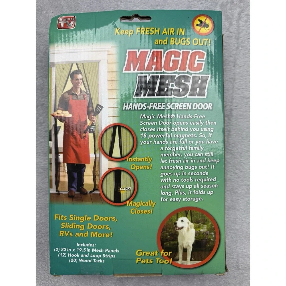 Magic Mesh Magnetic Hands-Free Mesh Screen Door, Black Matte, RV/Sliding/Single